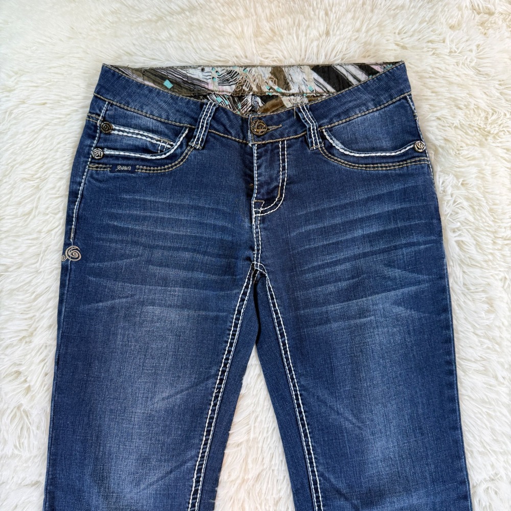 Vintage ADIKTD Y2K Bootcut Jeans Embellished Pockets Low Rise Waist 27 Denim 90s